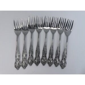 Stanley Roberts DYNASTY Stainless 5 Petal Flower Set of 8 Salad Forks Japan